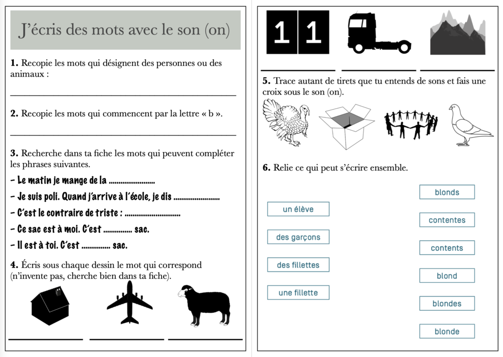 fiche de travail d'exemple